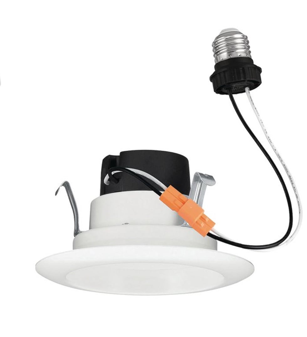 Hubbell Prescolite LED Downlight Retrofit Kit, 4 inch round, 3500K, 600 lumens, 9.5 watt, Dimmable Downlight Recessed Light, White trim