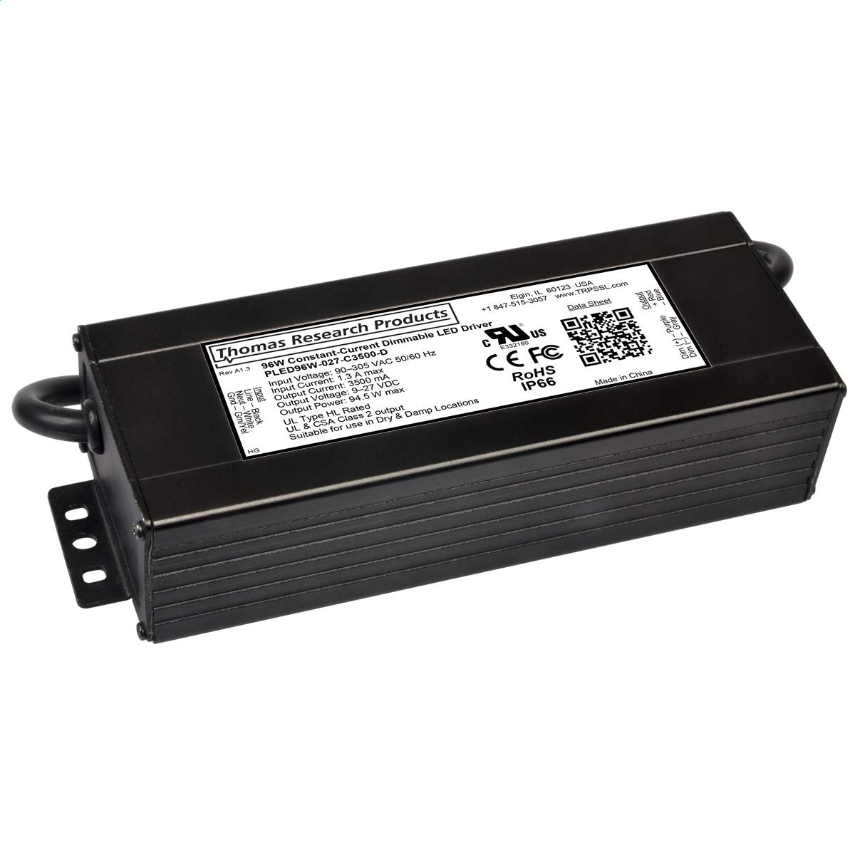 Hubbell PLED96W-027-C3500-D Constant Current LED Driver, dimmable, HL rated for Hazardous Location, Aluminum housing