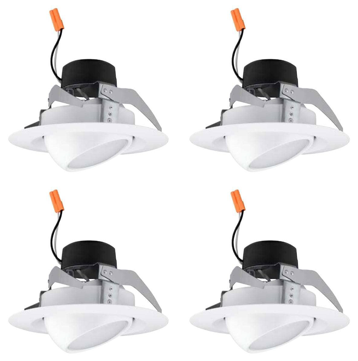 (case of 4) Hubbell LBEB6A7L27K9 WH PRESCOLITE LED Recessed Can Retrofit Kit with 5 6 Inch Recessed Housing, Directional Eyeball LED Downlight, 2700K