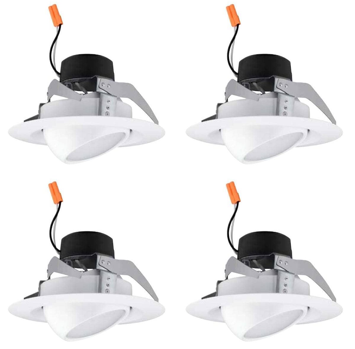 (pack of 4) Hubbell LiteBox LBEB4A6L27K9 WH LED Downlight Retrofit Kit, Adjustable Eyeball, 4 inch round, 2700K, 630 lumens, 9.5 watt, Dimmable Directional Downlight