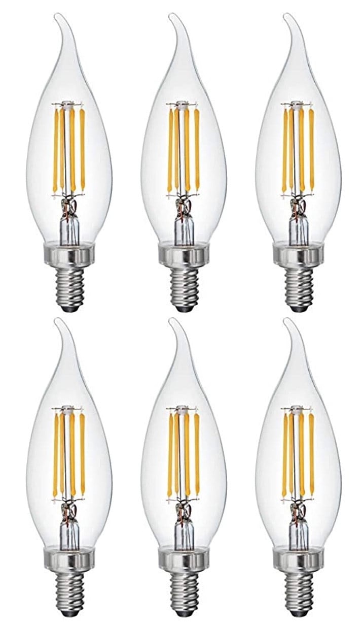 (6 bulbs) GE Lighting 32596 LED Chandelier CAC Light Bulb, Soft White, 300 lumens, 3.5 watt LED Light bulb, Dimmable