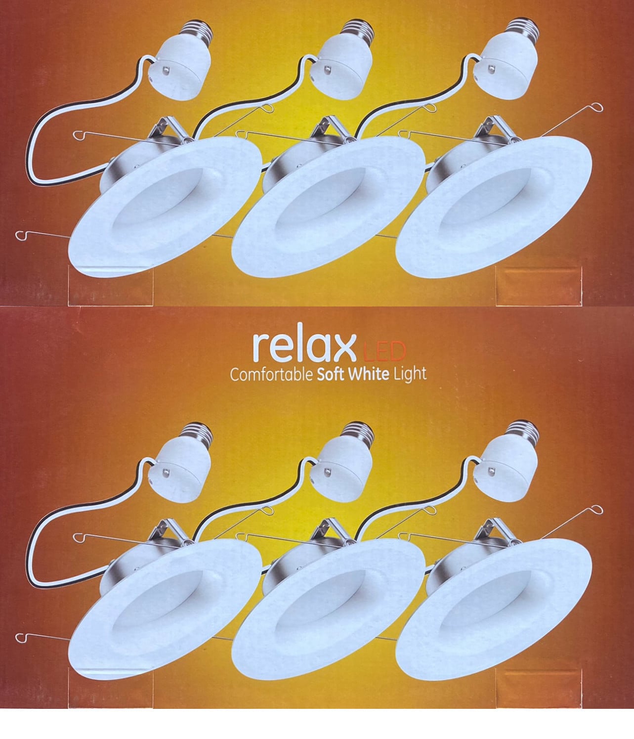 (6 lamps) GE LIGHTING 47697 relax HD LED Light Bulbs, 6 inch recessed downlight, Soft White, 8 Watt, 700 Lumens, Indoor Floodlight