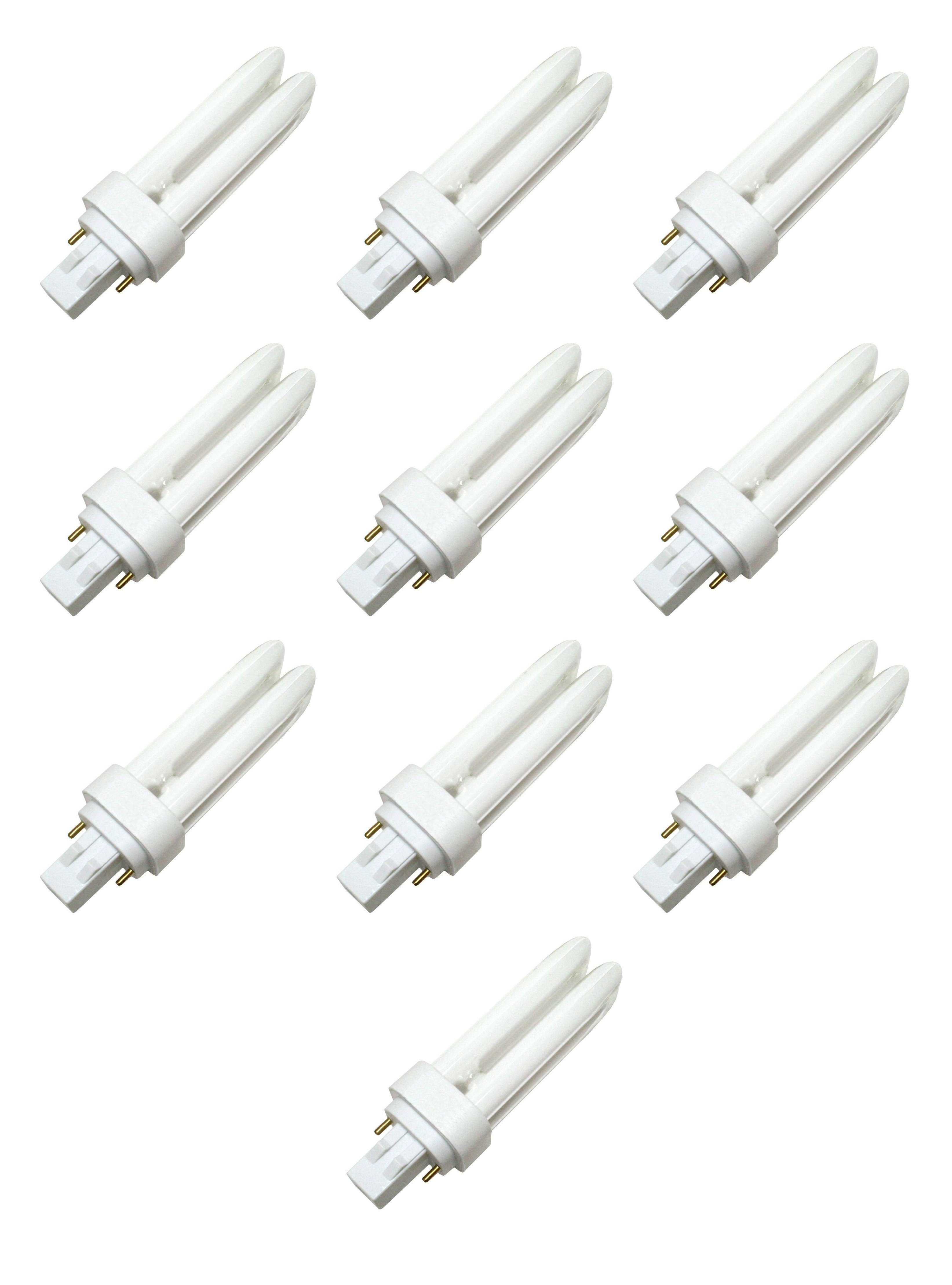 (case of 10) GE 97586 Ecolux Biax F13DBX23/827/ECO, 13 Watt Quad-Tube Biax Compact Fluorescent Light Bulb, 2 Pin, 2700K CFL plug in Light bulb
