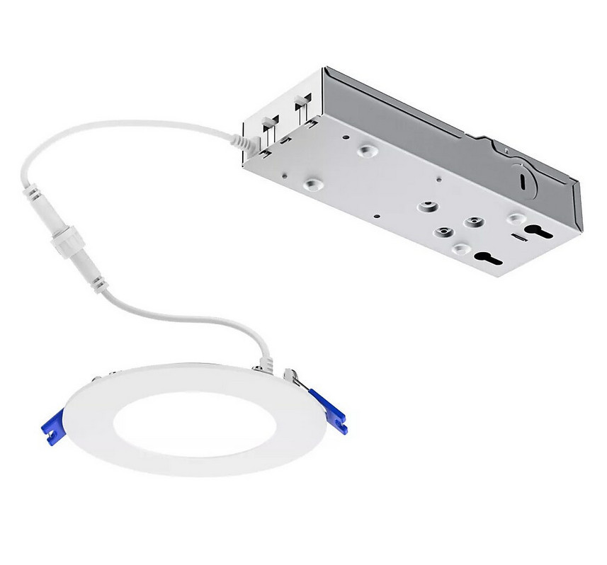 Philips Lightolier FD6R LED Flat Downlight dual select, CCT selector (2700K, 3000K, 3500K, 4000K & 5000K) and Lumen selector, 6 inch round LED downlight, white, 0-10V Dimming