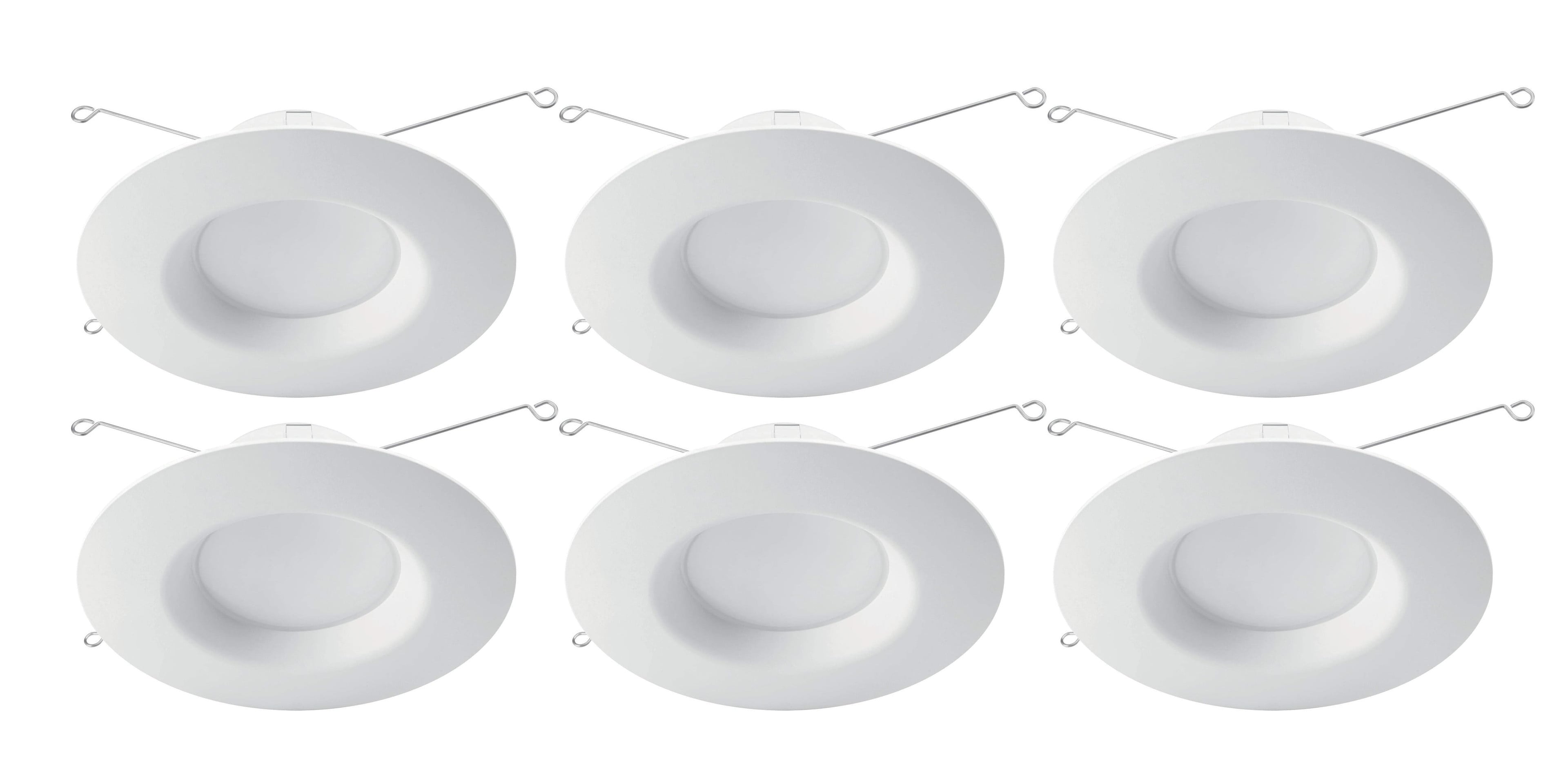 (case of 6) Philips Pila LED Retrofit Downlight, 6 inch Round, 650 lumens, 3000K Color Temp, 120V, Dimmable, White Trim, LED Donwlight Luminaire PILARETR56R30K, with medium socket retrofit adapter