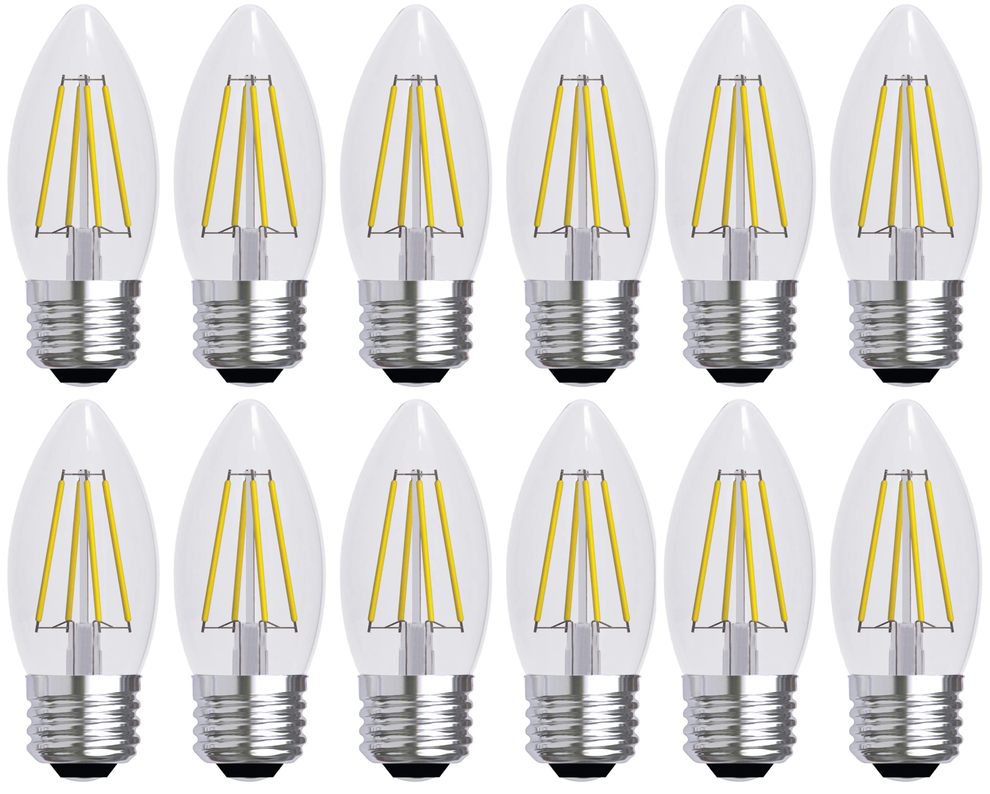 (case of12 bulbs) GE 23336 LED Blunt Tip Decorative Light Bulbs, BM, 5 Watt (60 Watt Replacement), 500 Lumen, Soft White, Clear, Medium Base, Dimmable Chandelier LED Light Bulbs 