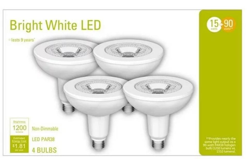 GE Lighting LED PAR38 Flood Light, Bright Warm White LED Light Bulb, 1200 lumens, 15 watts, equivalent to 90 watt