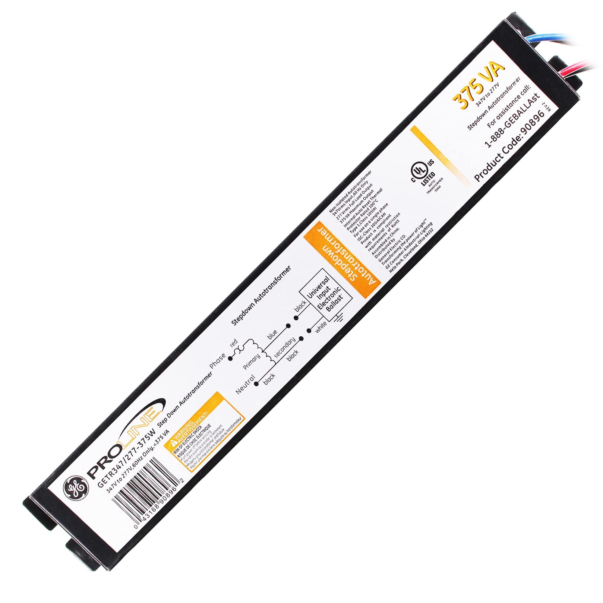 GE GETR347/277-375W 90896 Stepdown Autotransformer Ballast, 347VAC to 277VAC