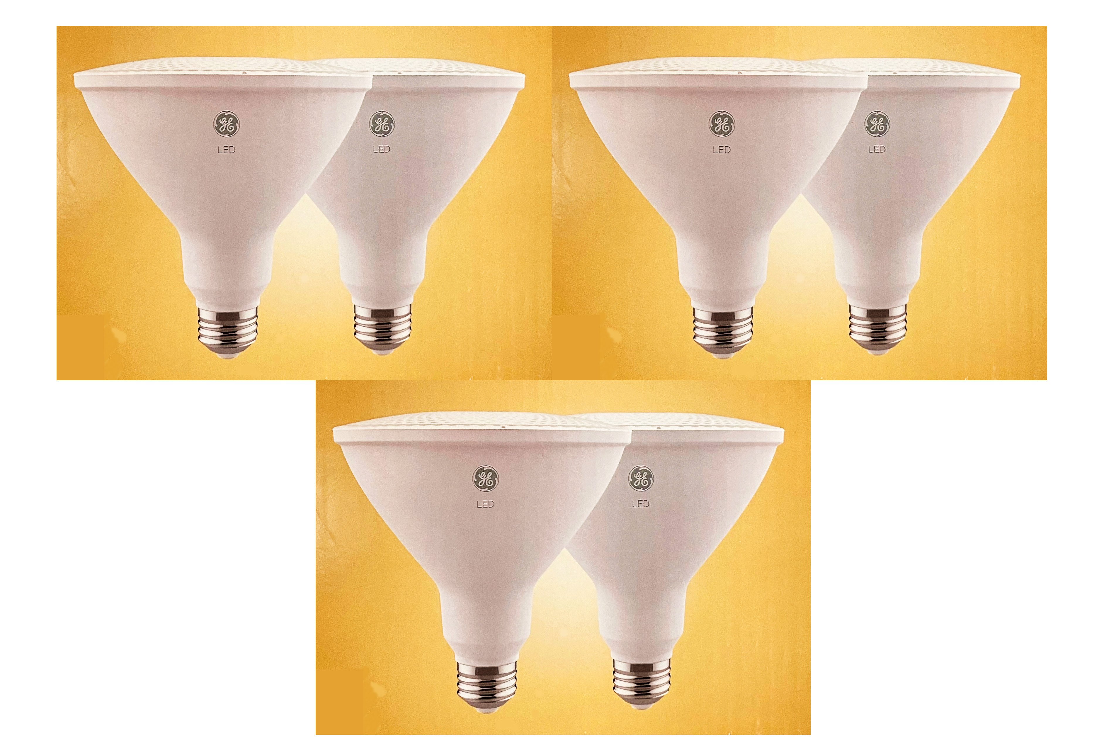 (6 bulbs) GE 48481 warm white LED PAR38 Outdoor / Indoor Spot Light, 15 watt, 1300 lumen, HD Light, medium base, 3000K Warm White
