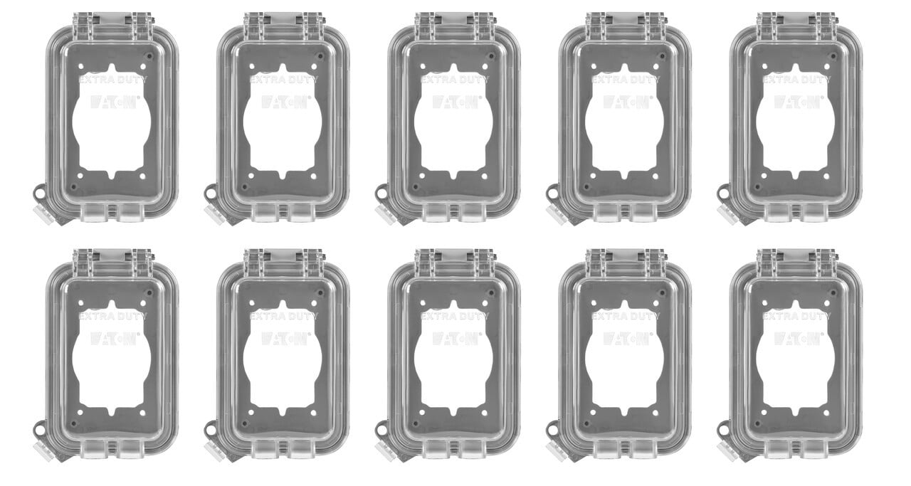 (case of 10) Eaton WIU-1VX Weather Protective Cover, self closing,  Vertical Mount, Gray, Grey, Single Gang Standard