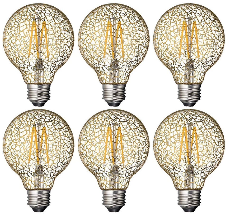 (case of 6) GE Lighting relax LED HD Soft White LED Decorative Crackle Glass G25 Globe, 6 watt, 450 lumen, medium base, Dimmable LED Light bulb