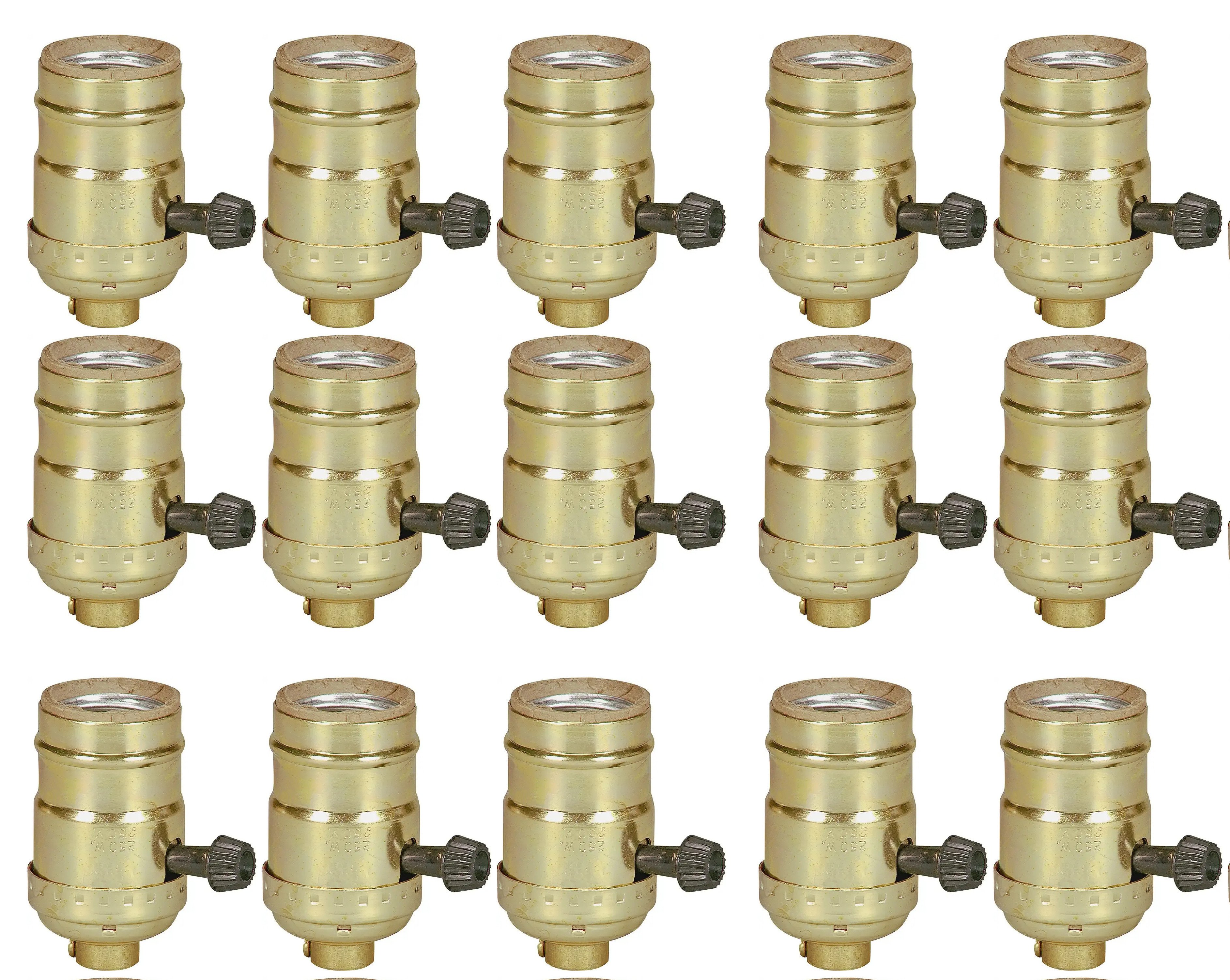 (case of 15) EATON Wiring 917ABD Medium Base Lamp Holder Adapter, Turn Knob metal Lamp stem mounting, medium screw base, 250w rated, 250V