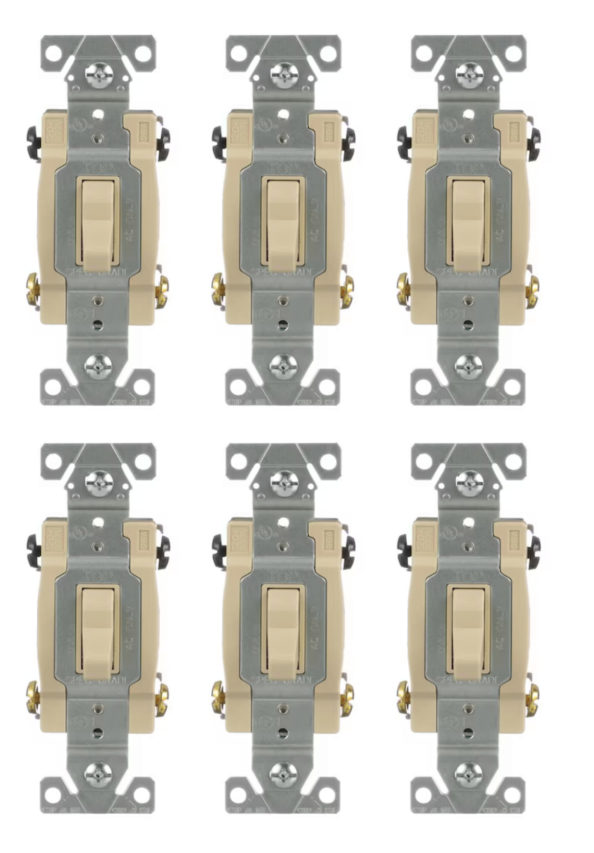 (case of 6) Eaton CSB420V  Toggle Light Switch, 4-way, 20-Amp, Ivory, 120/277V