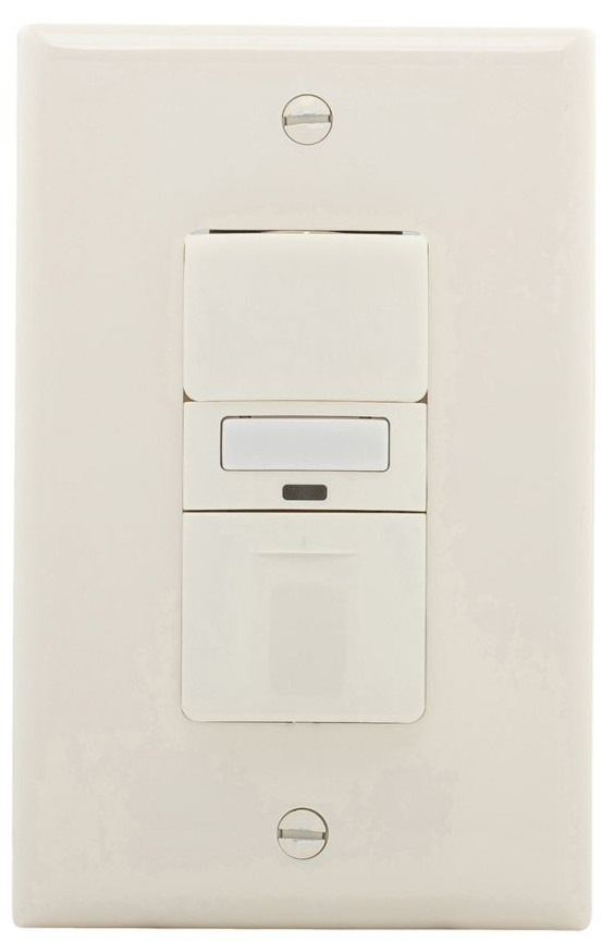 Eaton VS310U-LA Vacancy sensor switch with LED nightlight, 120V, wire leads, light almond, 1 pole, 3-way, Light Almond