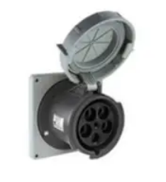 Eaton Arrow Hart AH530R5W Pin and Sleeve Receptacle, 30 Amp, 4 pole 5 Wire, 600V, Black, IP69K, IP67