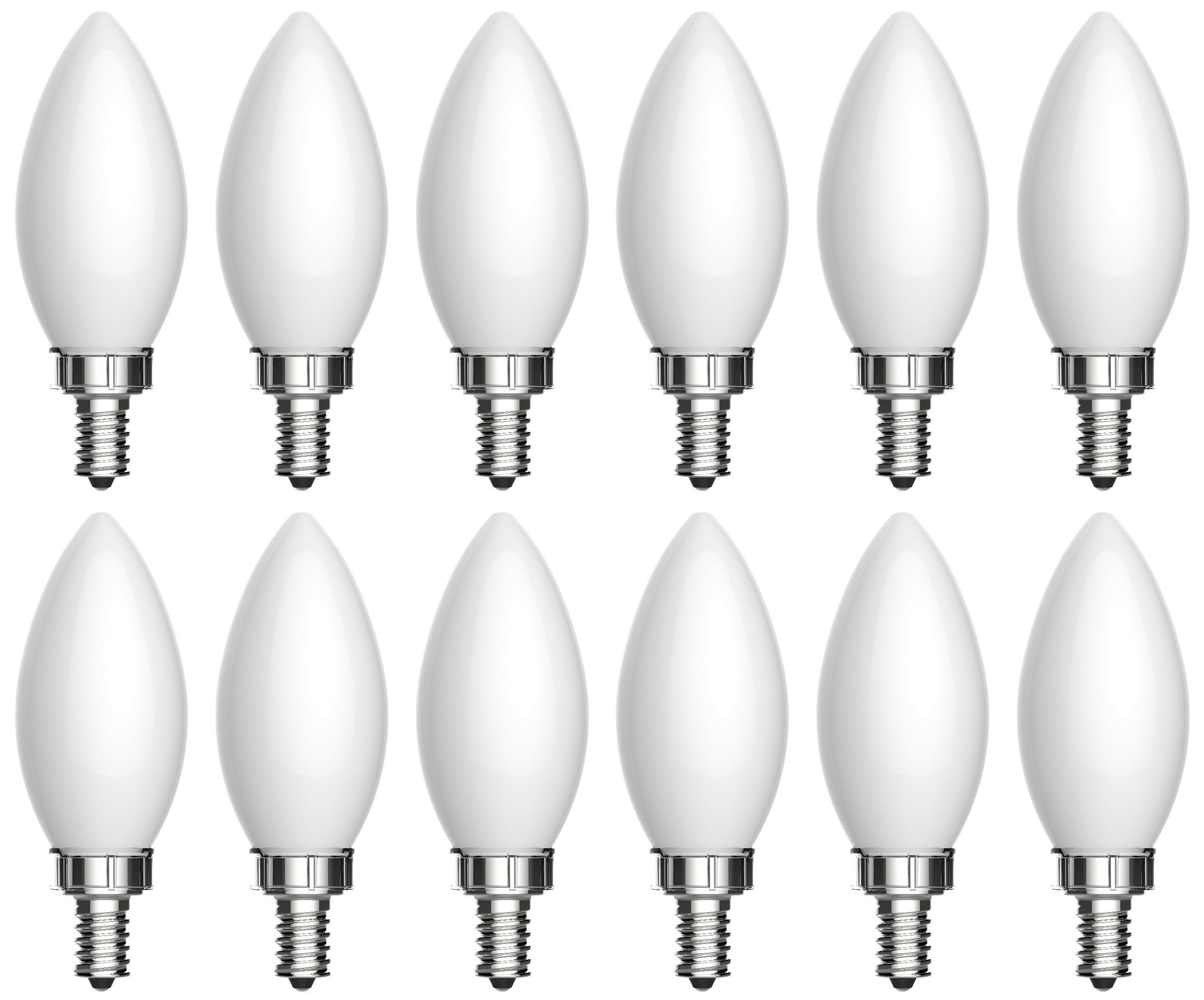 (case of 12) GE Lighting LED Decorative Chandelier Light Bulb, 3.5 watt, 300 lumen, 40 watt replacement, candelabra base, 2700K soft white, frosted, blunt tip, Dimmable