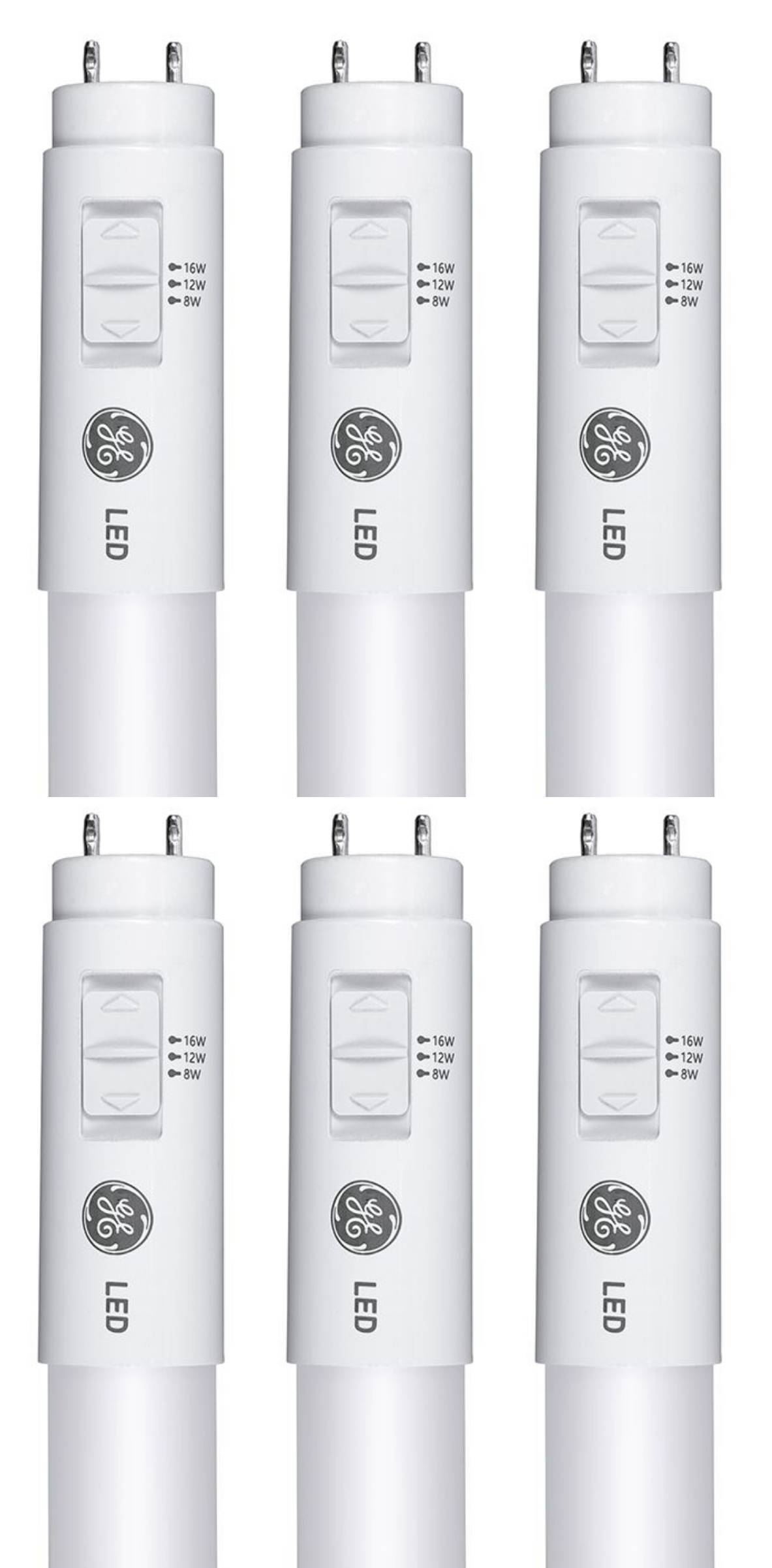 (case of 6) GE Lighting 93301824 LED Tube T8, 48 inch, SpectraChoice & LumenChoice  on-lamp Selectable Lumens & Color, 1100,1600, 2000 lumens, 3500K, 4000K, 5000K Type B Ballast Bypass