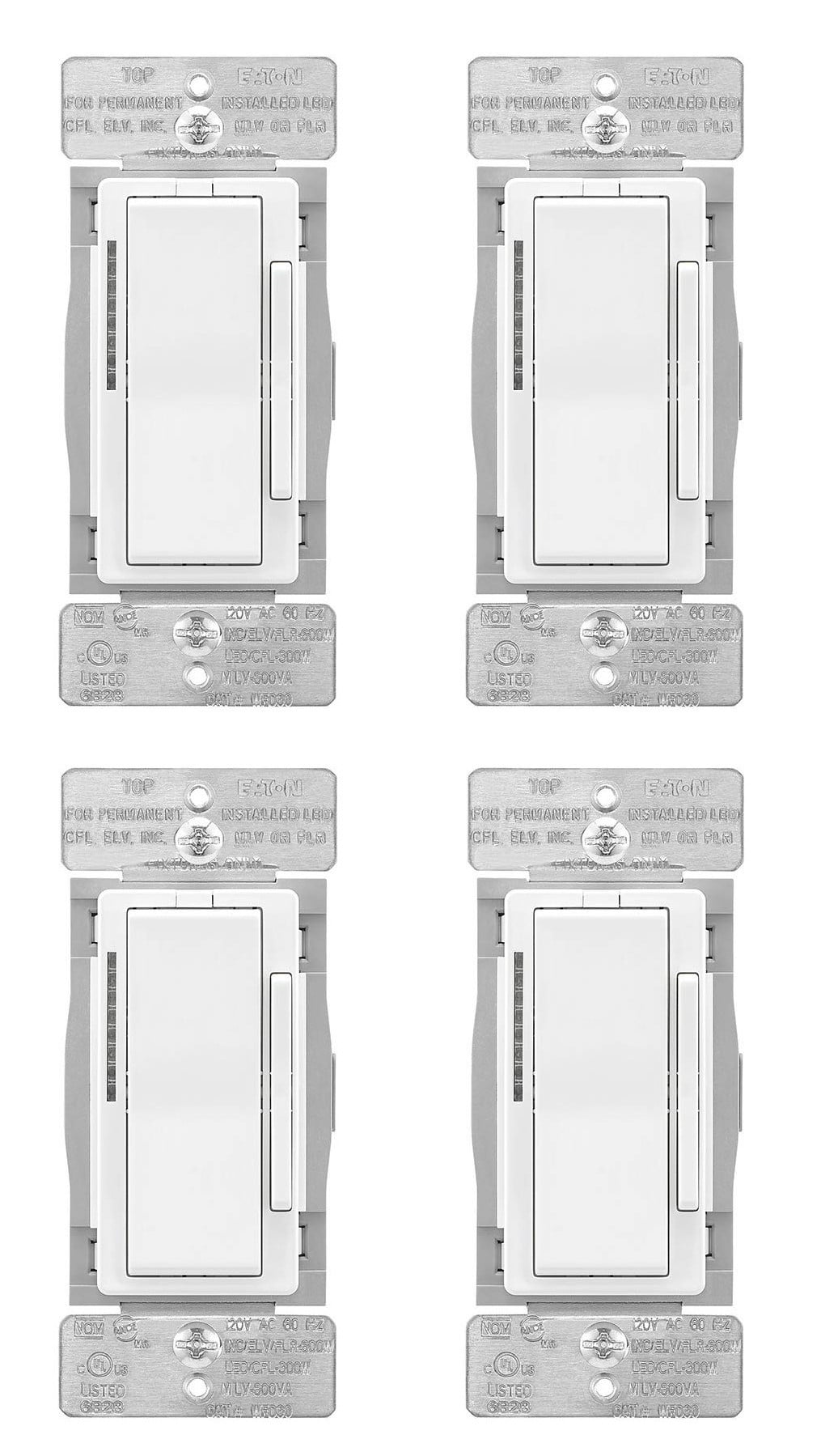 (case of 4) Eaton WFD30-W-BX-L Wi-Fi Smart Universal Dimmer Works with Alexa, White, Control your Lights From Anywhere
