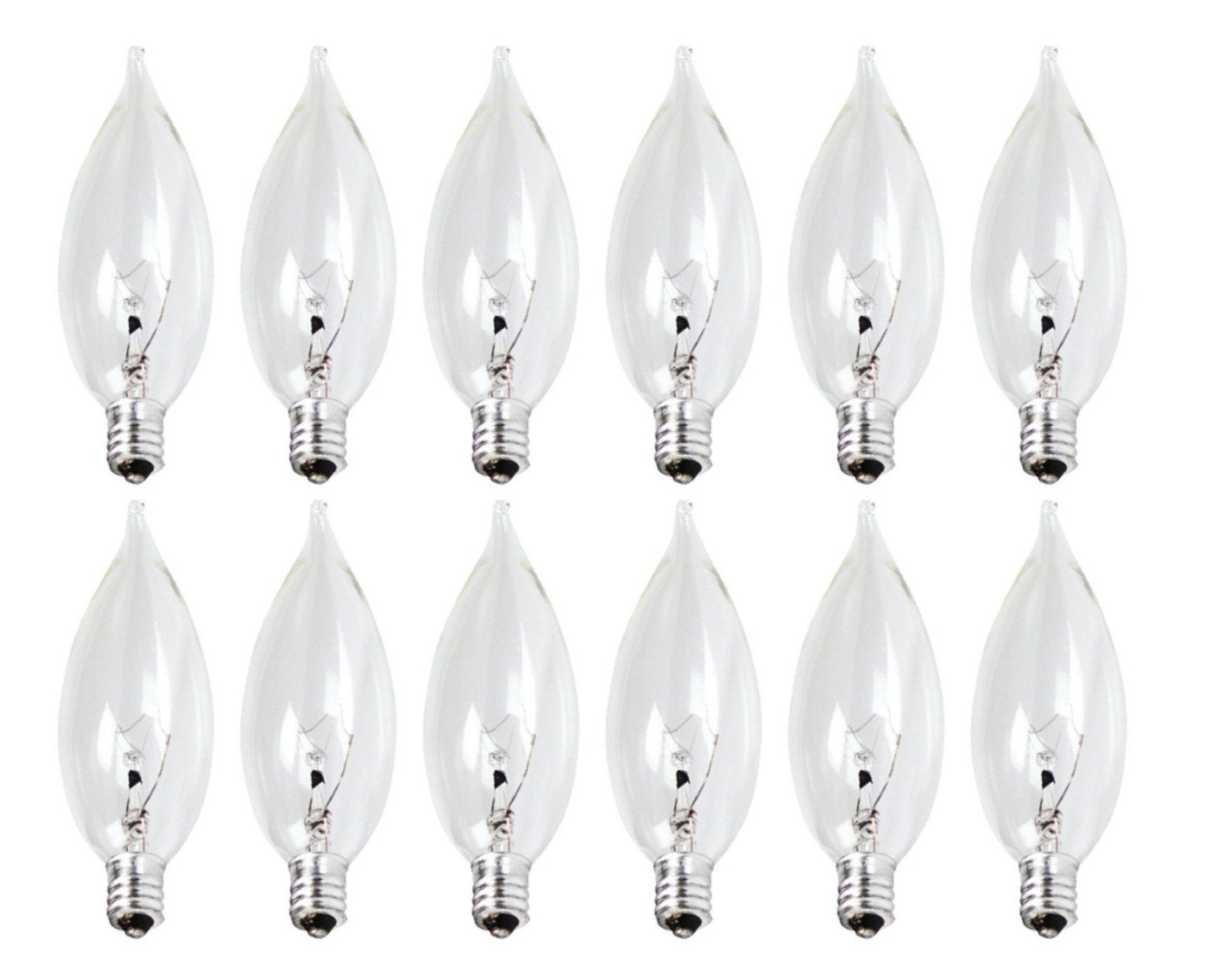 (12 bulbs) Sylvania 13657 Chandelier light bulb, 15 Watt Bent Tip B10 Candelabra base Light Bulbs, Decorative Incandescent Classic Chandelier Bulb 