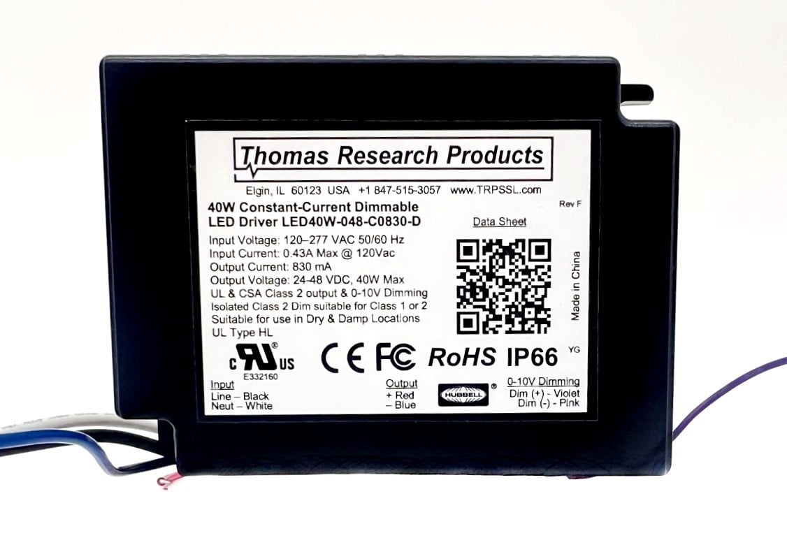 Hubbell Thomas Research LED40W-C0830-D Fixed Output Dimmable Switch Mode LED Driver, 40 watt