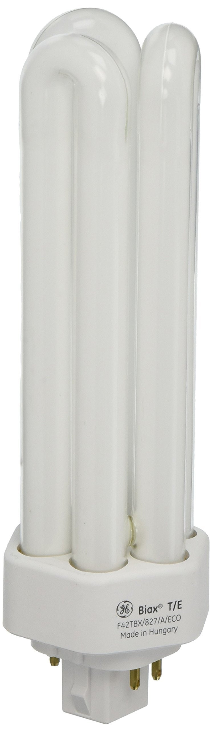 GE 97633 Compact Fluorescent Light Bulb, 42 watt, T4, 4-Pin (GX24q-4) Base, 2700K Warm White, 800 series, Triple Tube, Triple Biax, Ecolux, Dimmable, F42TBX/827/A/ECO