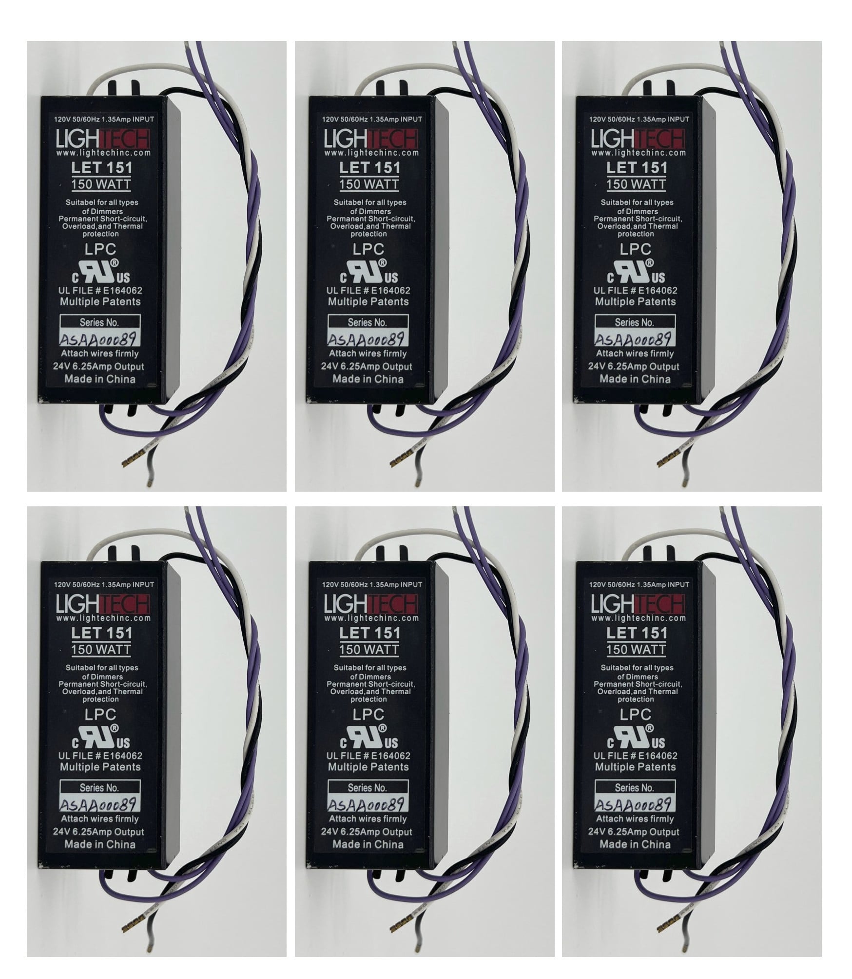 (case of 6) GE 66970 - Lightech 150 watt Output 120 volt Input Electronic Halogen Transformer (LET-151-24V), Dimmable