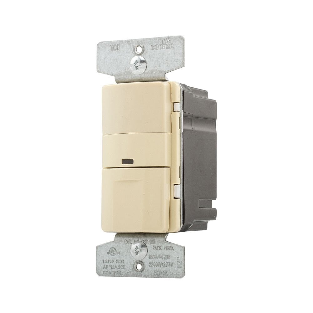 Cooper Wiring Devices Occupancy Sensor, Light Almond, OSP10-LA OccSen PIR SP/3W 120/277V Grd LA