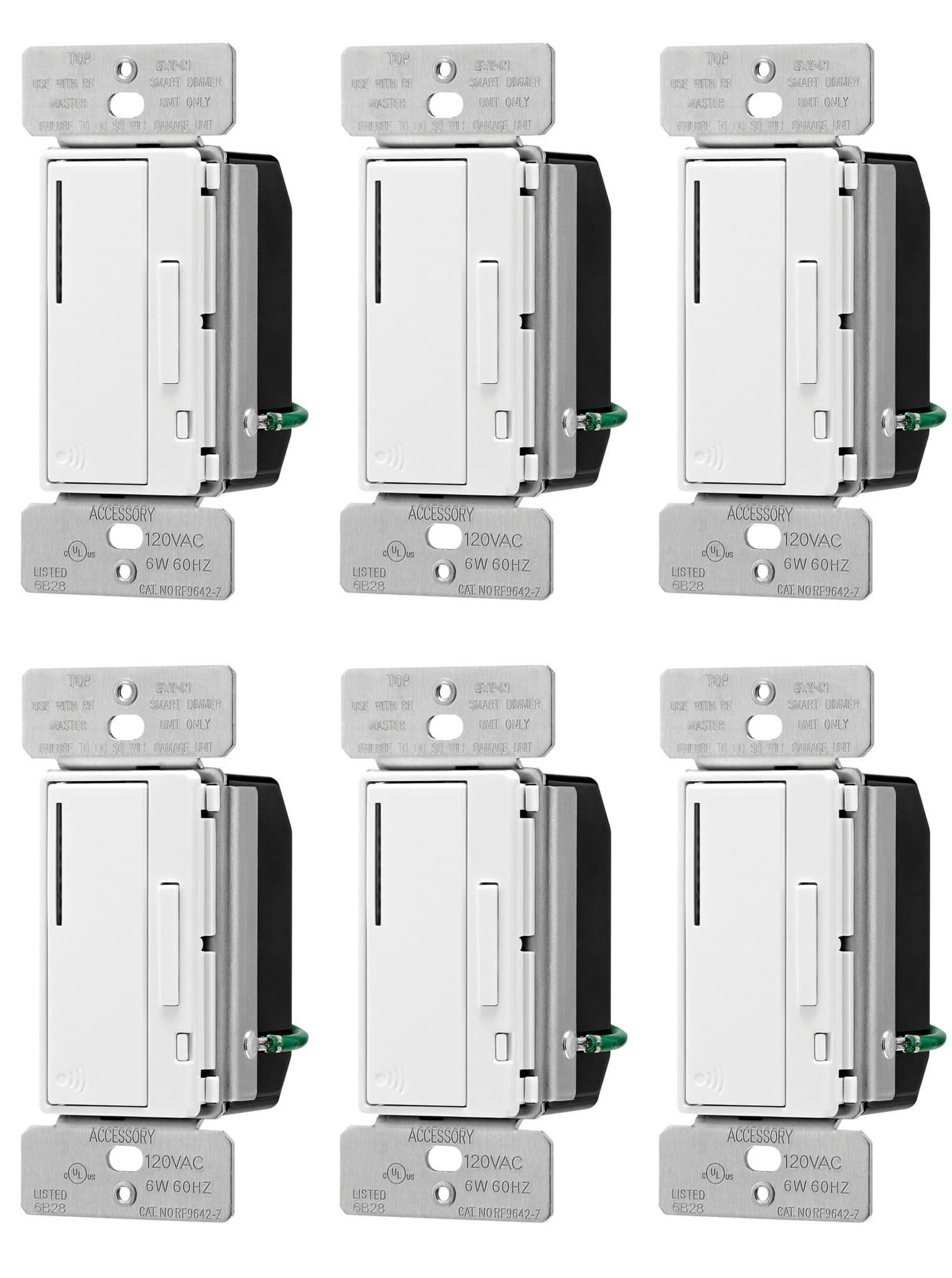 (case of 6) EATON RF9642-ZDW Z-Wave Plus Accessory Dimmer, White