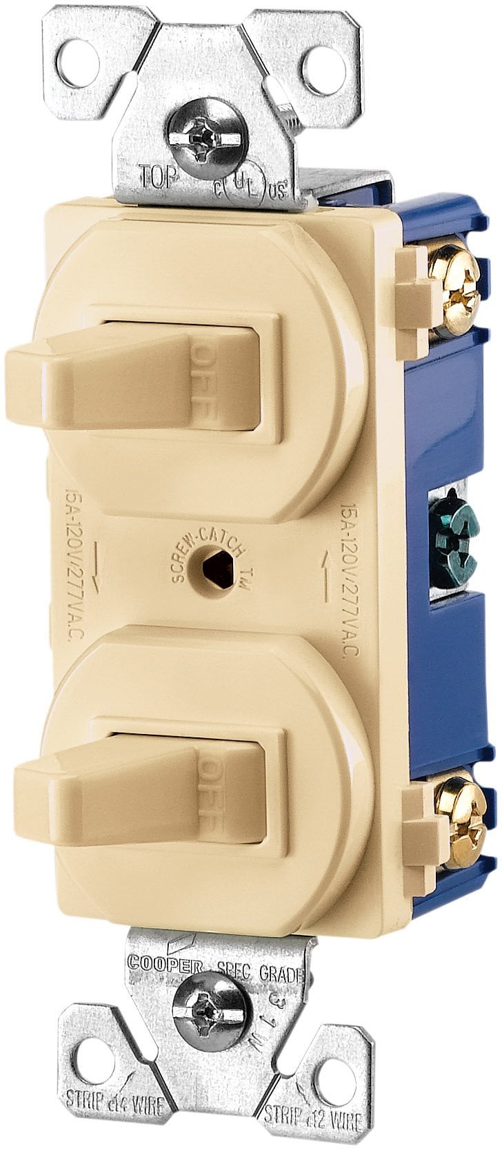 EATON Wiring 275V-BOX 15-Amp 120/277-volt Commercial Grade Combination Single Pole Toggle Switch and 3-Way Switch, Ivory