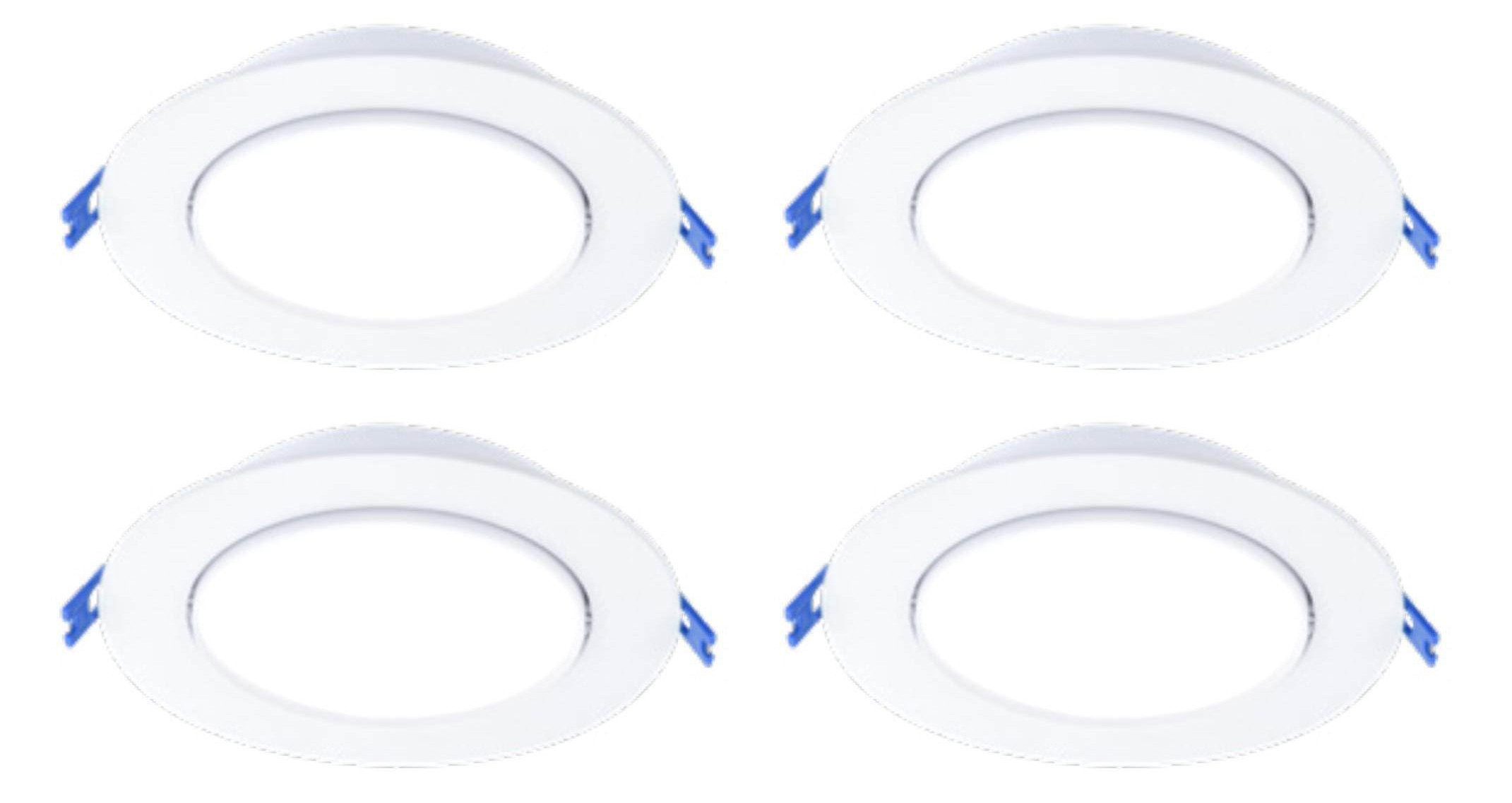 (case of 4) Lightolier LED Gimbal, 6 inch round, recessed downlight, Selectable lumens (900, 1100) and Selectable Color Temperature  (2700K, 3000K, 3500K, 4000K & 5000K) 0-10V Dimming, white