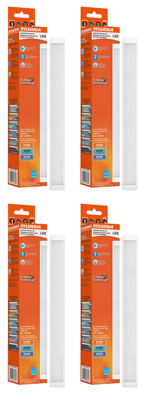 (case of 4 kits) SYLVANIA TruWave Natural Series 3-Way Selectable 12" LED Under Cabinet Light Starter Kit, Soft / Cool / Daylight, Hardwire -   