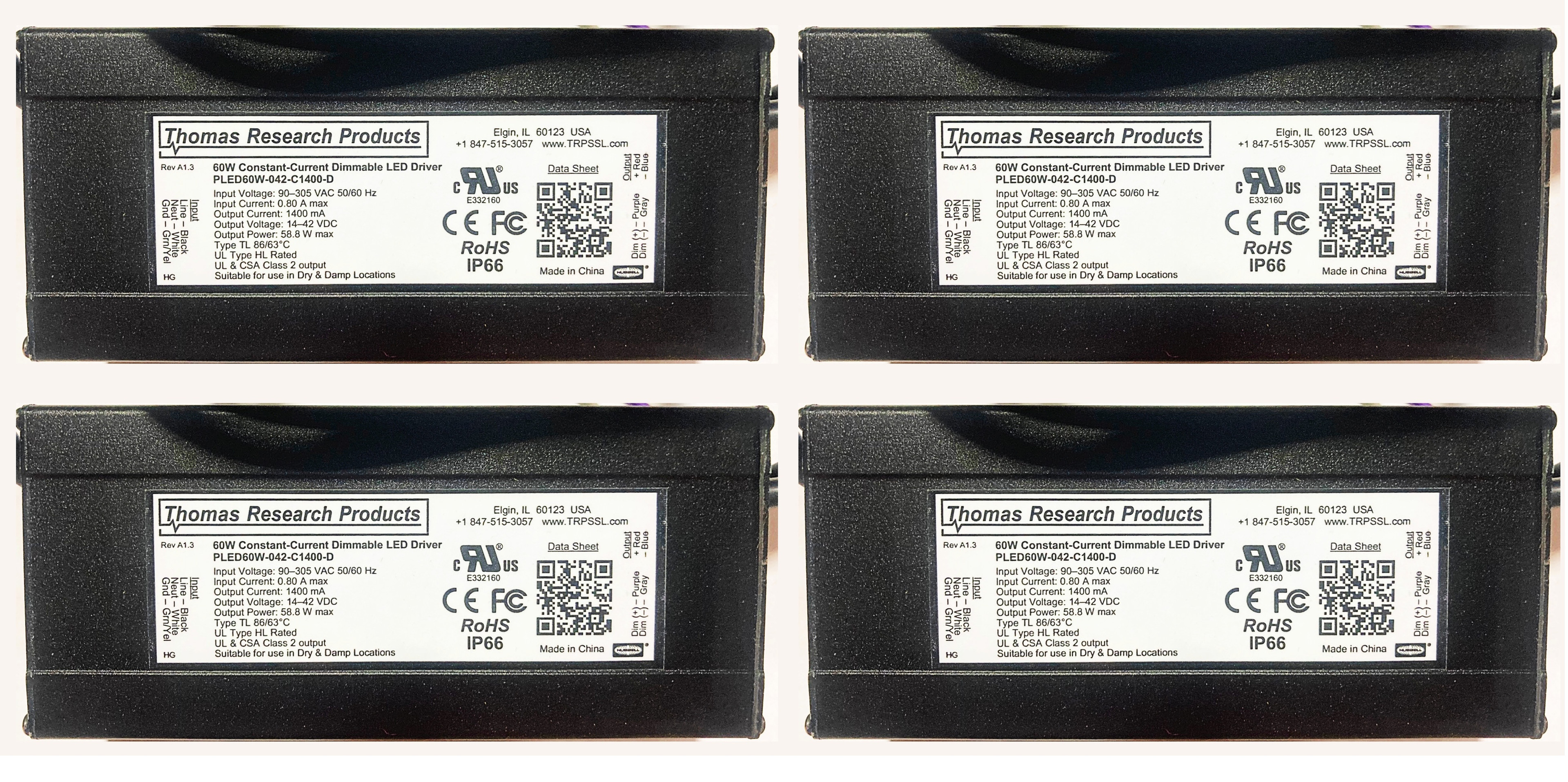 (case of 4) Hubbell Thomas Research Products LED Driver, Constant Current, Dimmable PLED60W series, PLED60W-042-C1400-D