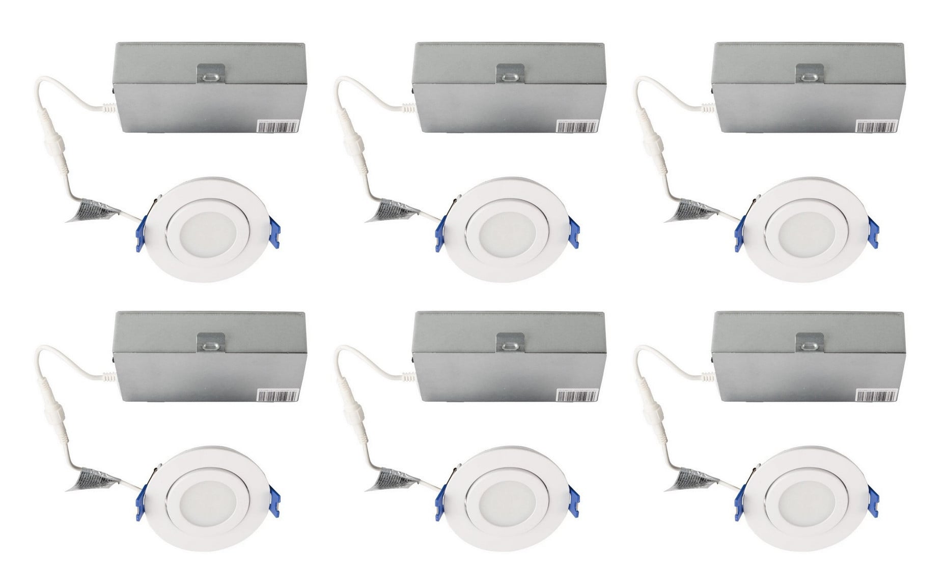 (case of 6) Lightolier LED Gimbal, 3 inch, 8 watt, 400 lumen, selectable Color Temperature, 30 degree tilt and 360 degree rotate, TRIAC dimming to 5 percent, GB3R4ESCT1W