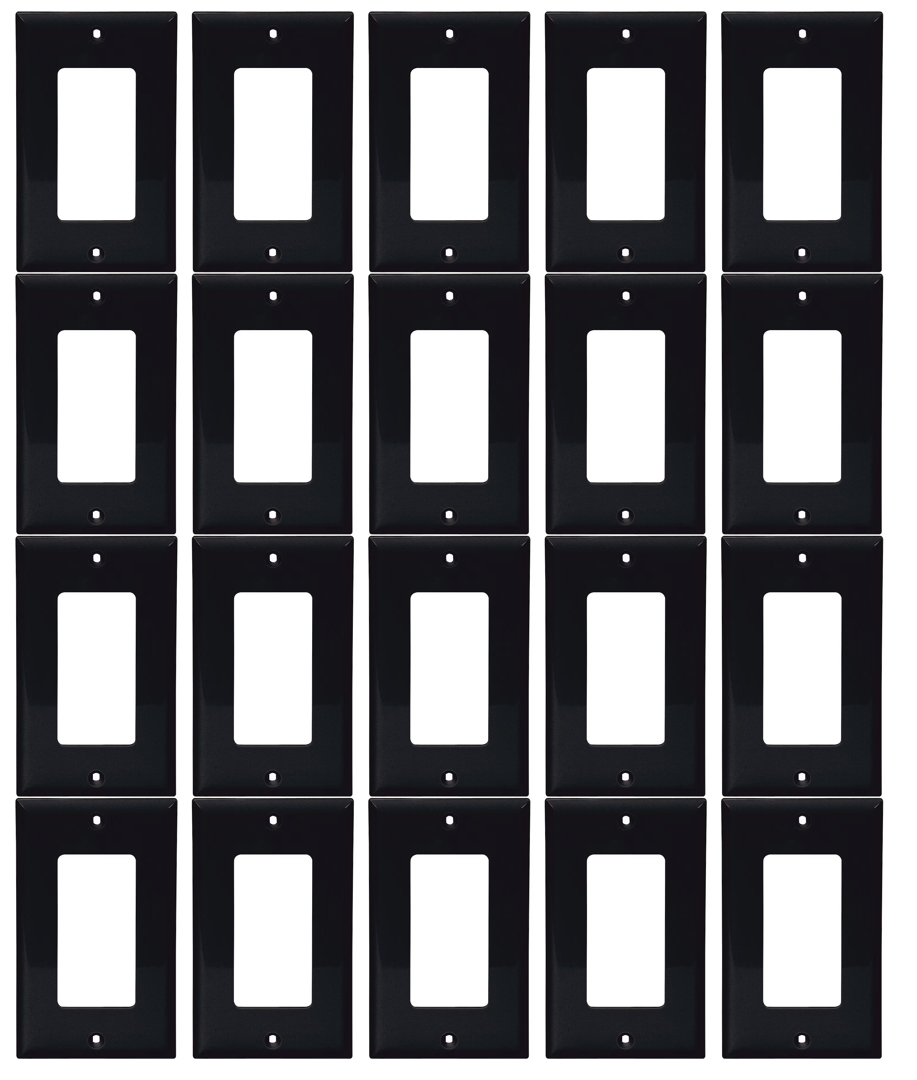 (case of 60) Eaton Wiring 1-Gang Decorator Wall Plate, Nylon, Standard, Black, 5151BK