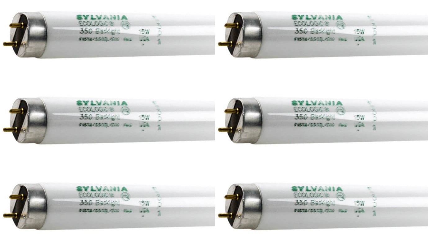(6 pack) SYLVANIA 23500 Black Light Fluorescent F15T8/350BL 15 watt T8 Medium Bi-Pin BLACK LIGHT