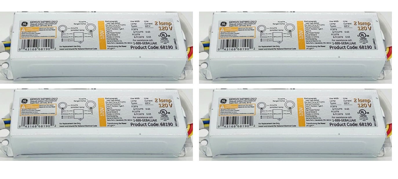 (case of 4) GE LIGHTING Magnetic Ballast LFL Lamps,108 to 305V GEM1FC16T9RS120 #68190