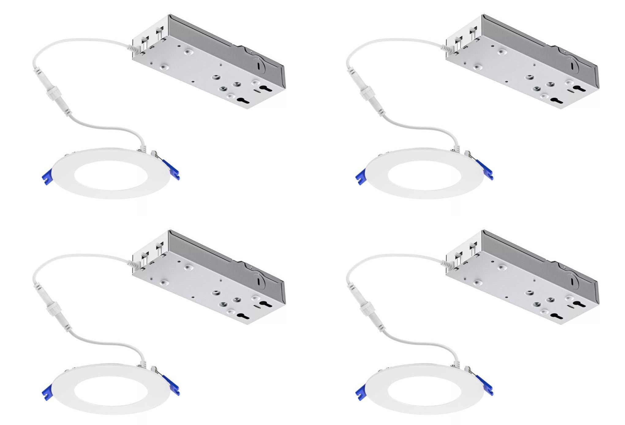 (case of 4) Lightolier LED Flat Downlight, 8 inch round wafer, 1300 lumen, 18 watt, TRIAC Dimming, Field Selectable Color Temp (2700K, 3000K, 3500K, 4000K, 5000K) 120V, wafer thin,  FD8R13ESCT1W 
