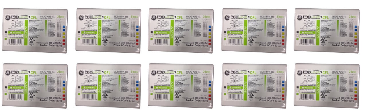 GE 63101 GEC242-MVPS-BES High frequency electronic ballasts for 2 or 1 CFL lamps