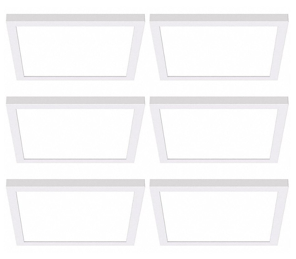 (case of 6) Hubbell Litebox Edge-Lit Surface LED Downlight, 8 inch square, white, Selectable Color Temperature, 1750 lumens,  20 watts, 120-277V, 0-10V Triac Dimming, LBSES-8SQD-RM- CS9-WH