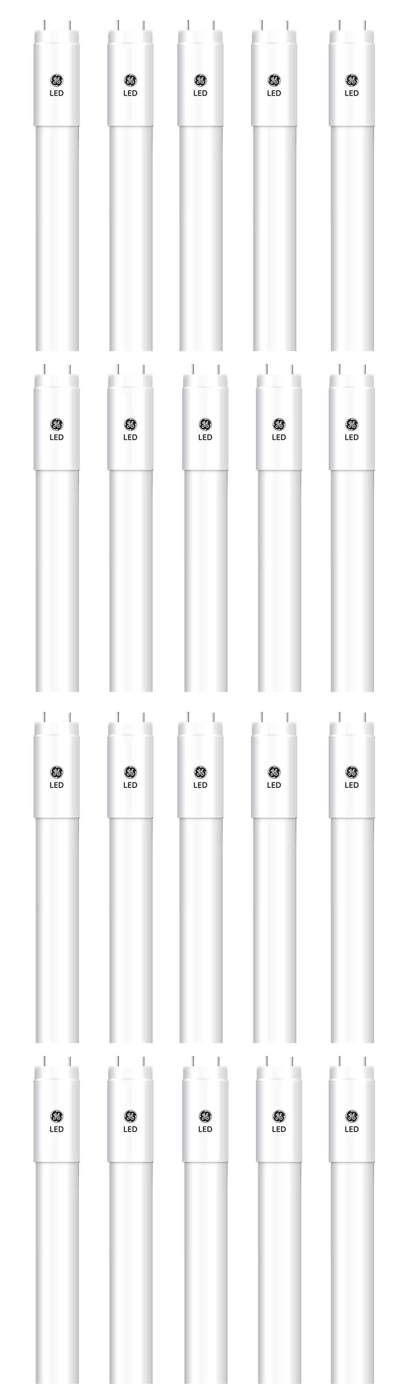 (20 tubes) GE LED Tube T8, 48 inch, 3000K warm white, 15 watts, 1800 lumens, Type A plug and play fast and easy LED upgrade for 4-ft T8 fluorescent lamps