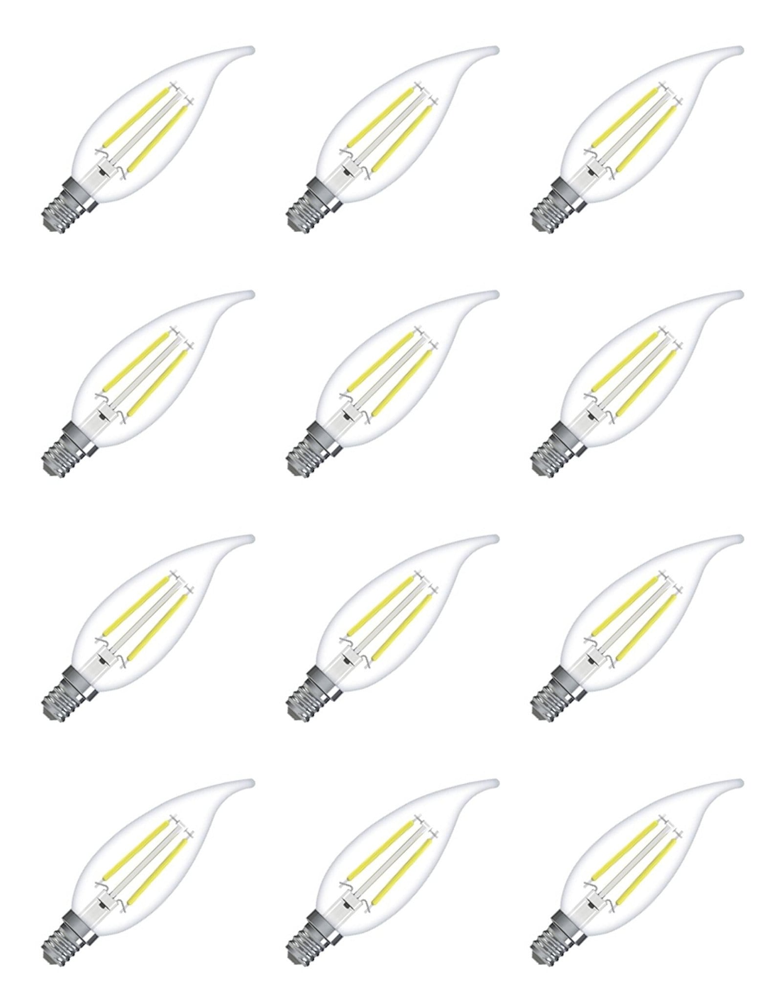 (case of 12 bulbs) GE 76915 LED Chandelier Bulb, Candelabra Screw Base Nostalgic Vintage Style, 2500K warm white, 4 watt, 300 lumen, Clear Dimmable  