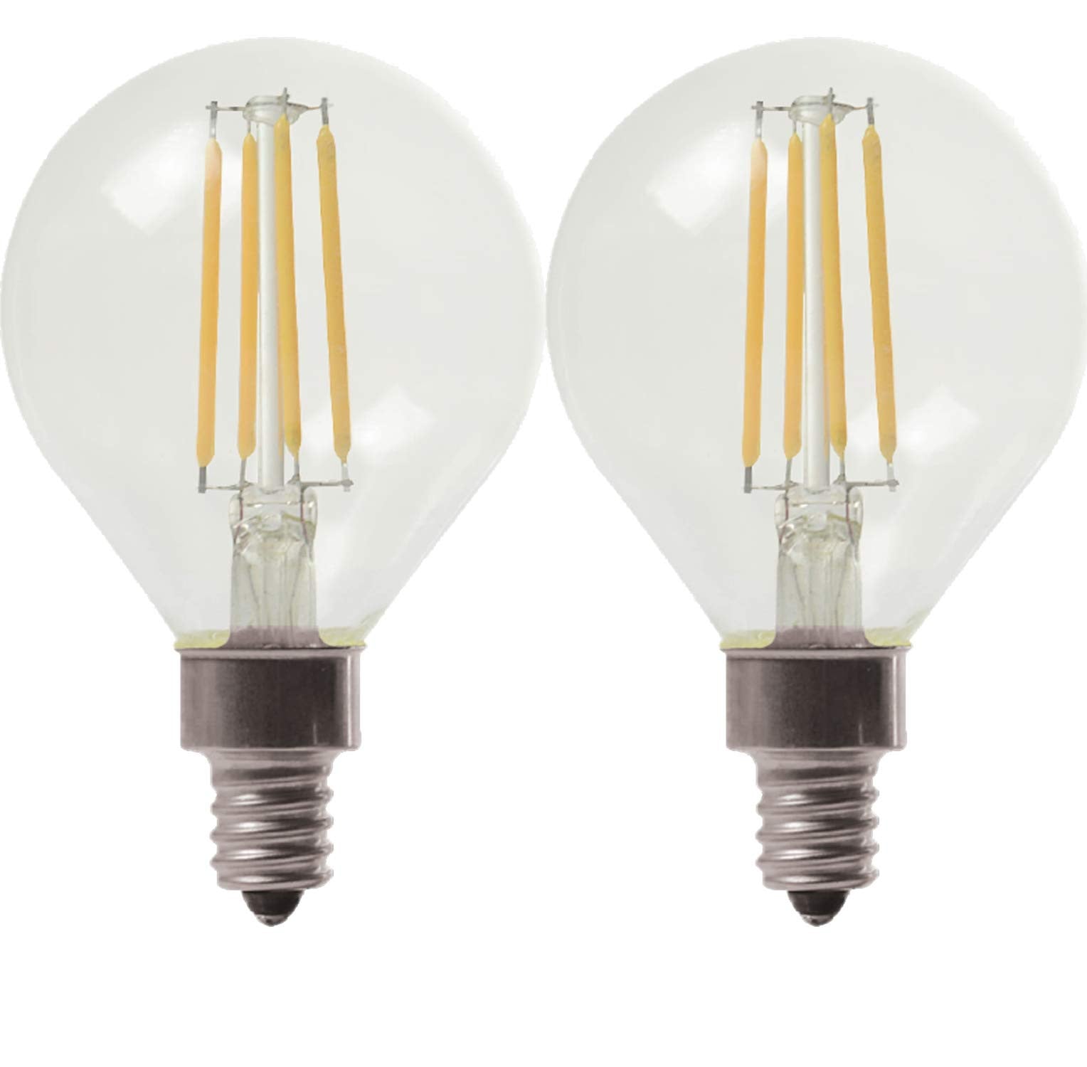 GE Lighting 24535 Clear Finish Light Bulb Dimmable LED Daylight Decorative G16.5 Globe 4 (40-Watt Replacement), 350-Lumen Candelabra Base, 2-Pack, Soft White, 2 Piece
