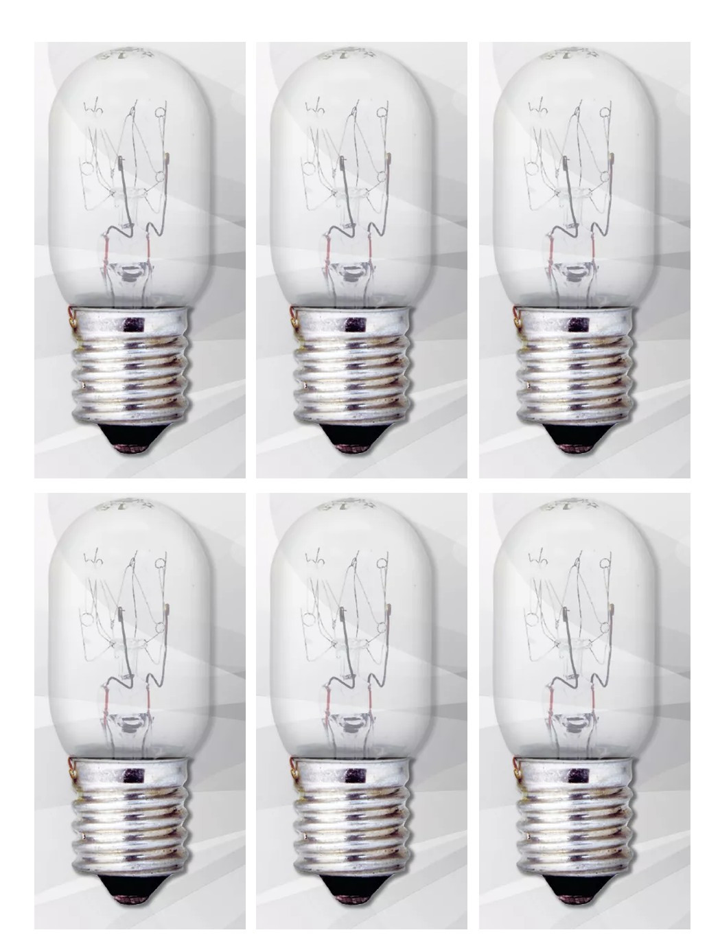 (case of 6 bulbs) GE Lighting 15 watt Incandescent Appliance Light Bulb, T7, E17 Base, 