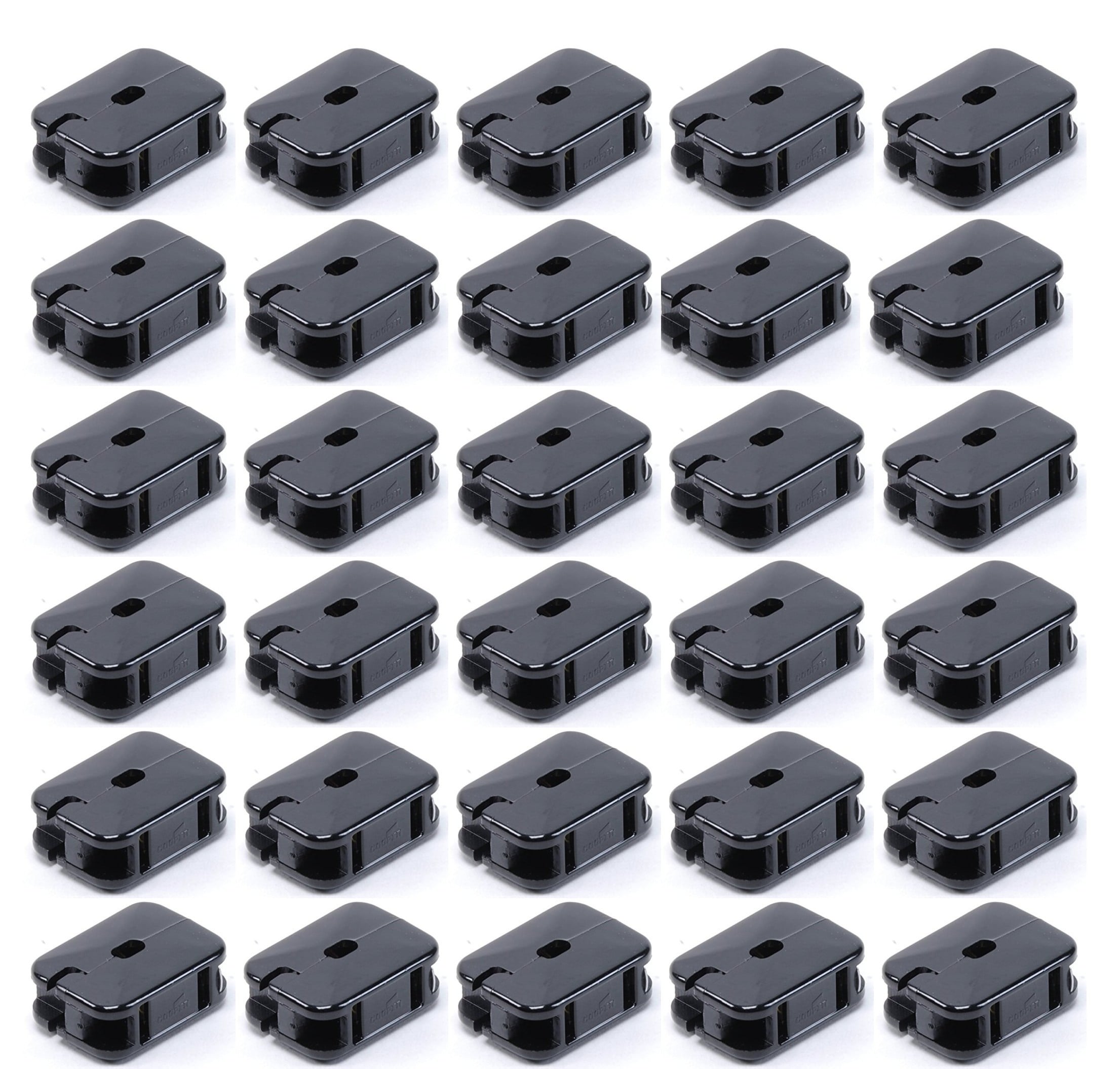 (case of 30) Eaton 2609BK-BU 2-Wire 2-Pole Non Grounding In-Line Outlet 125 Volt AC 10 Amp Black Academy, straight blade connector