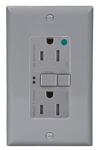 Eaton Wiring 20 Amp Tamper Resistant Hospital Grade GFCI Receptacle Outlet, Gray, TRSGFH20GY