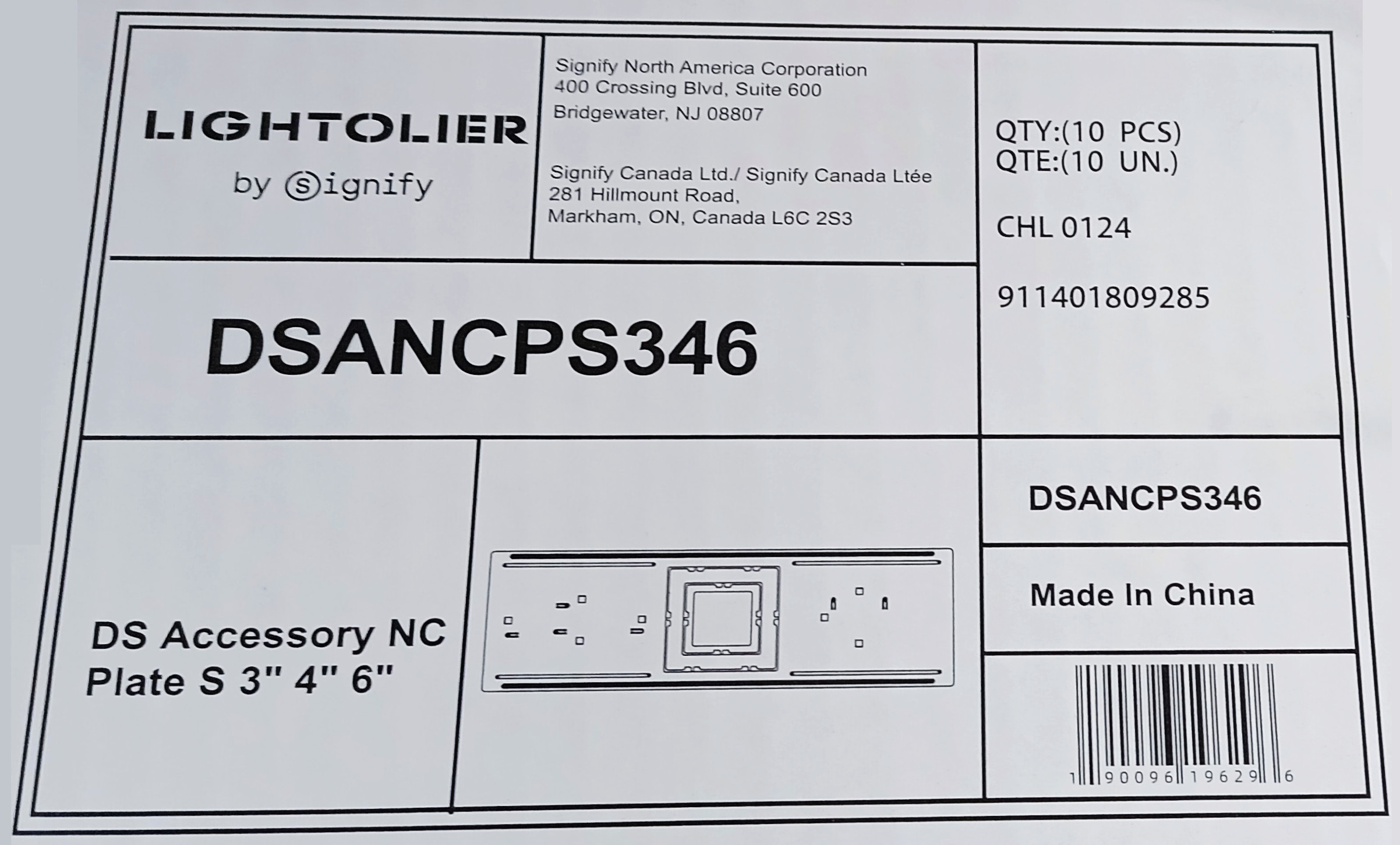 (case of 10) Lightolier Accessory Plate DSANCPS346 Steel Plate 3" 4" 6" Square Plate for new construction, template for electricians and drywall installers