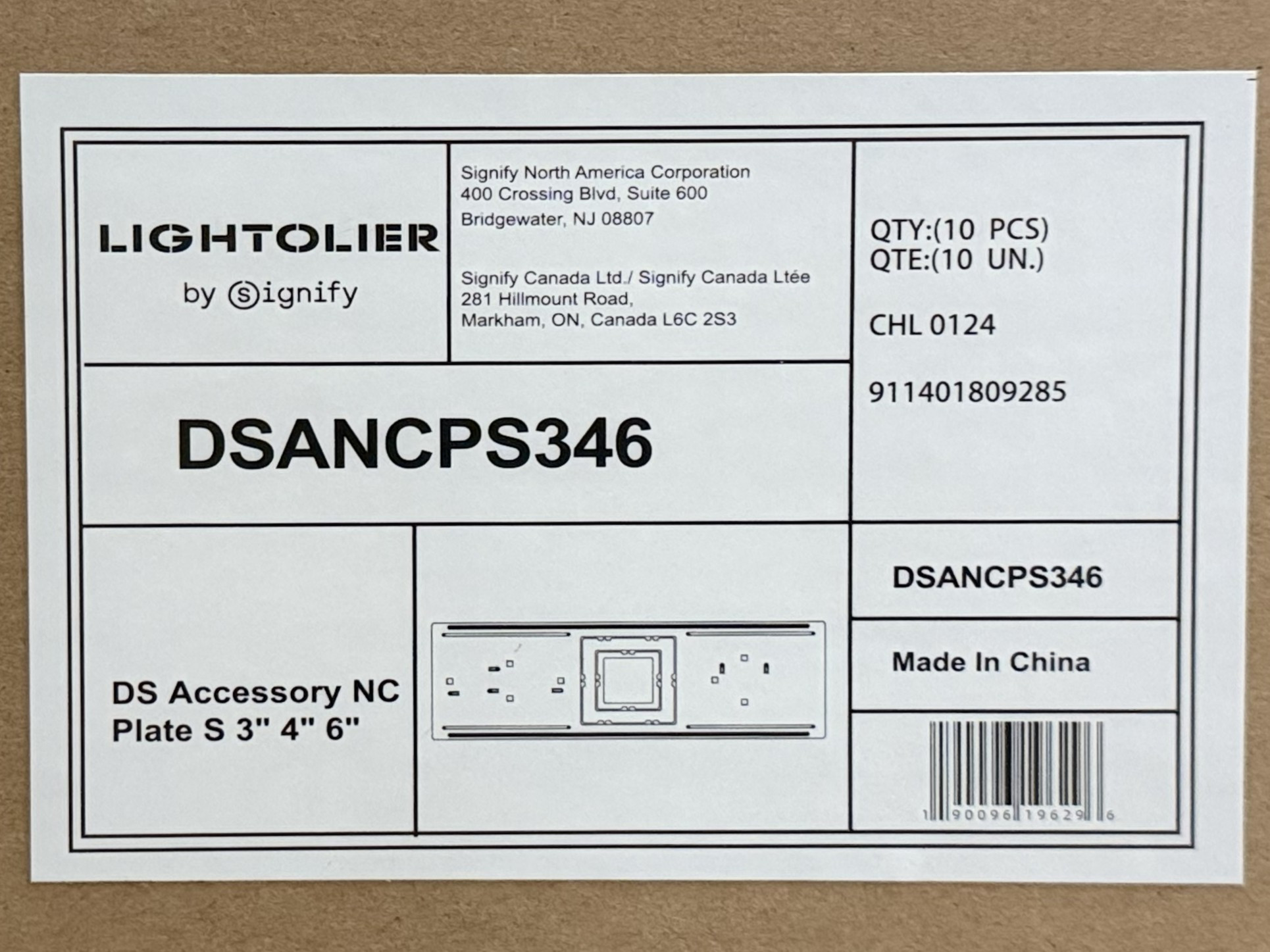 (case of 10) Lightolier Accessory Plate DSANCPS346 Steel Plate 3" 4" 6" Square Plate for new construction, template for electricians and drywall installers
