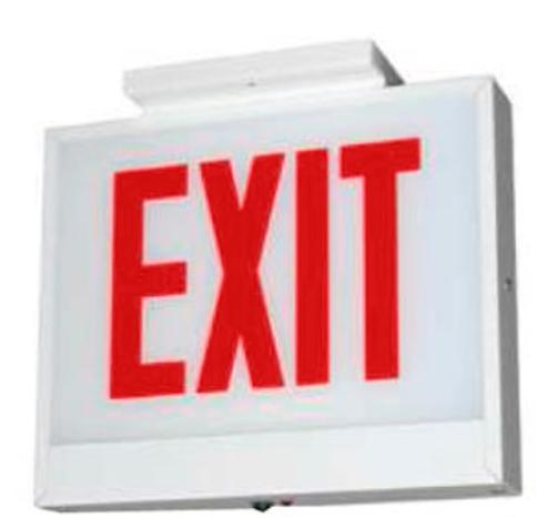 Chloride by Signify, Chicago-Approved CSE Series Exit Sign, CSE1RWW,  AC only, LED Steel exit sign, White with Red Letters, 120/277VAC