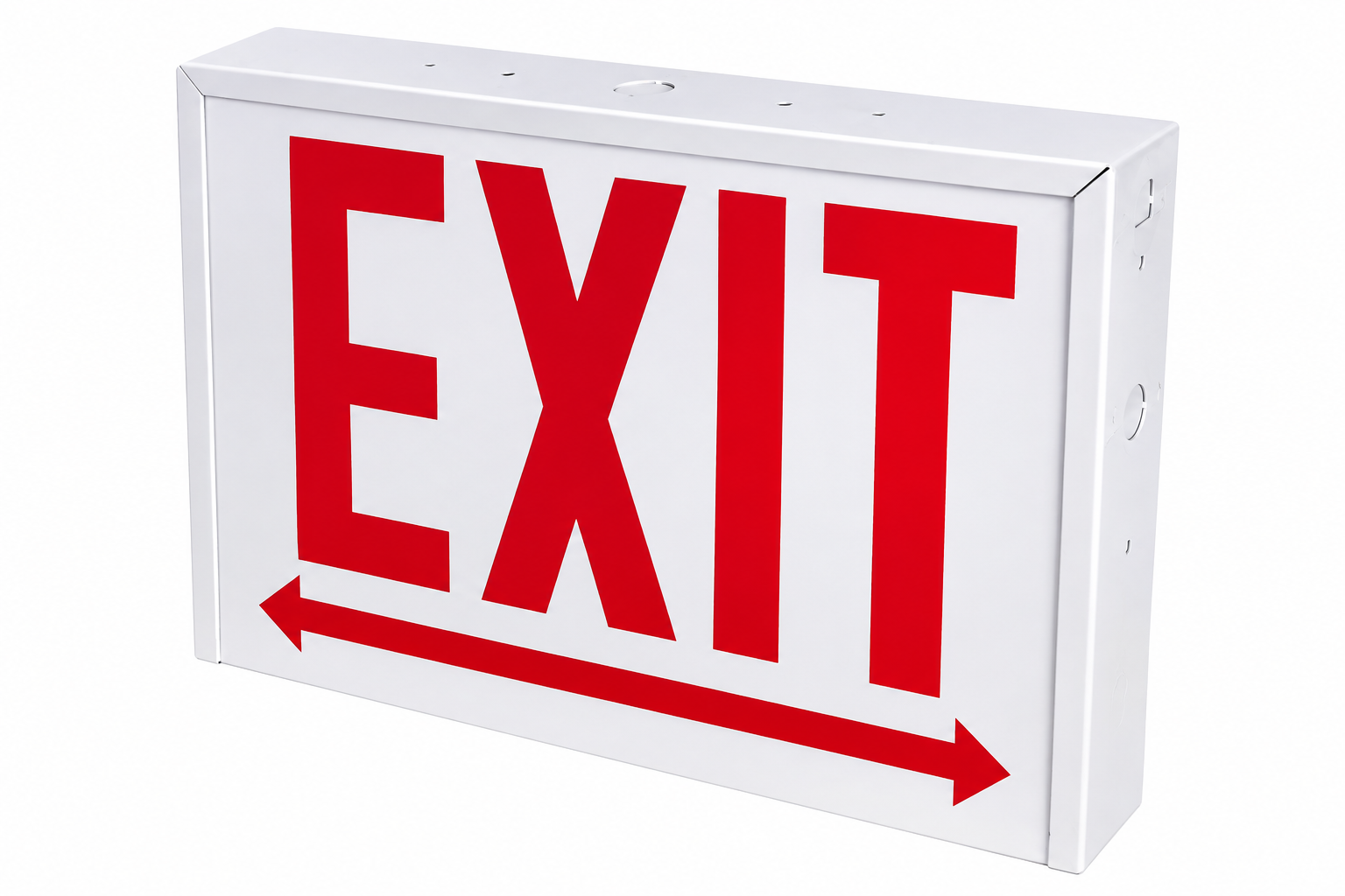 Chloride CSEE1RWW LED Steel EXIT Sign, Chicago Code Approved, Battery Backup, Red Letters, White Housing, 120/277V