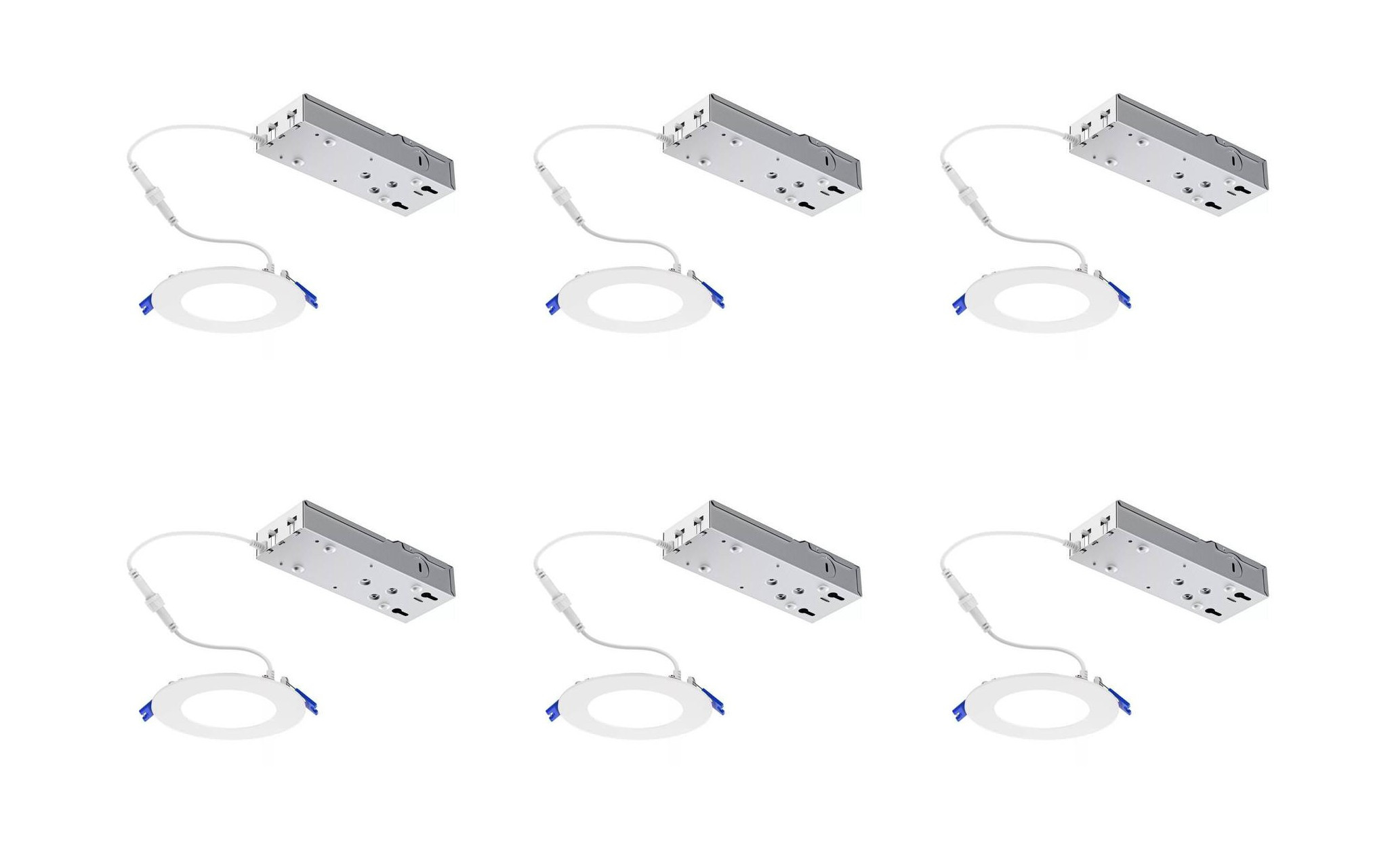 (case of 6) Lightolier LED Flat Downlight, Selectable Color Temperature, 5 inch round, 13 watts, 900 lumens, TRIAC dimming to 5 percent, 120V, White, FD5R9ESCT1W, suitable for wet locations